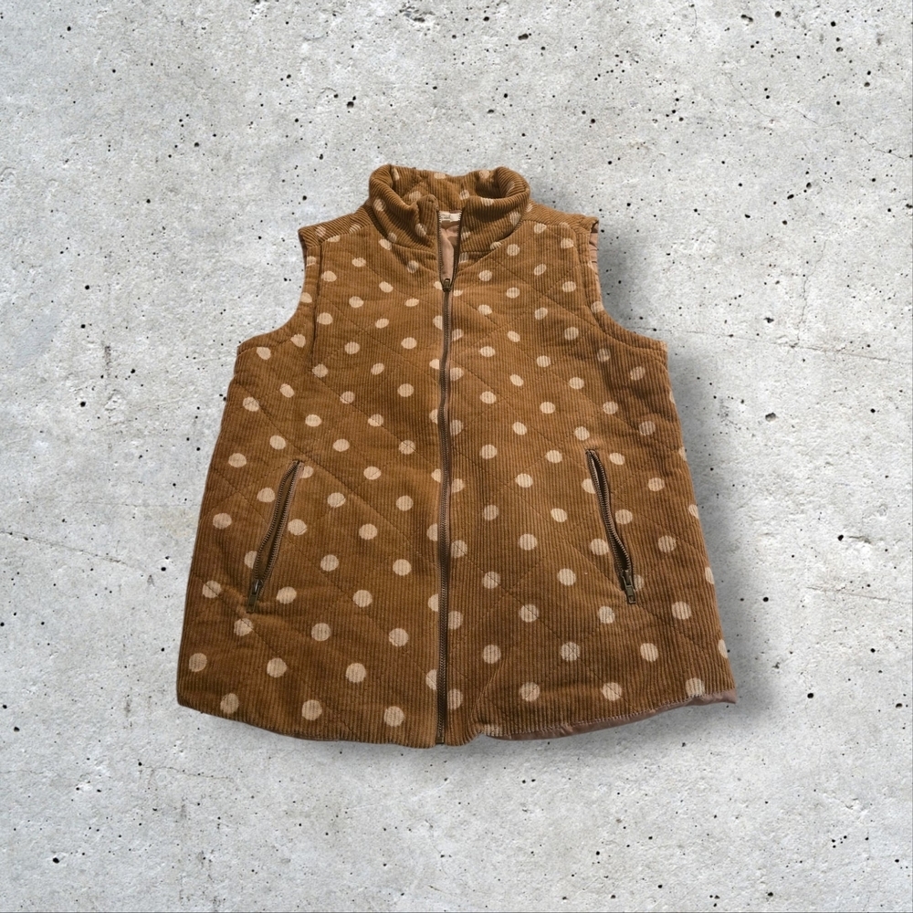 Easel Tan Corduroy Vest with Cream Dots - Picture 3 of 5